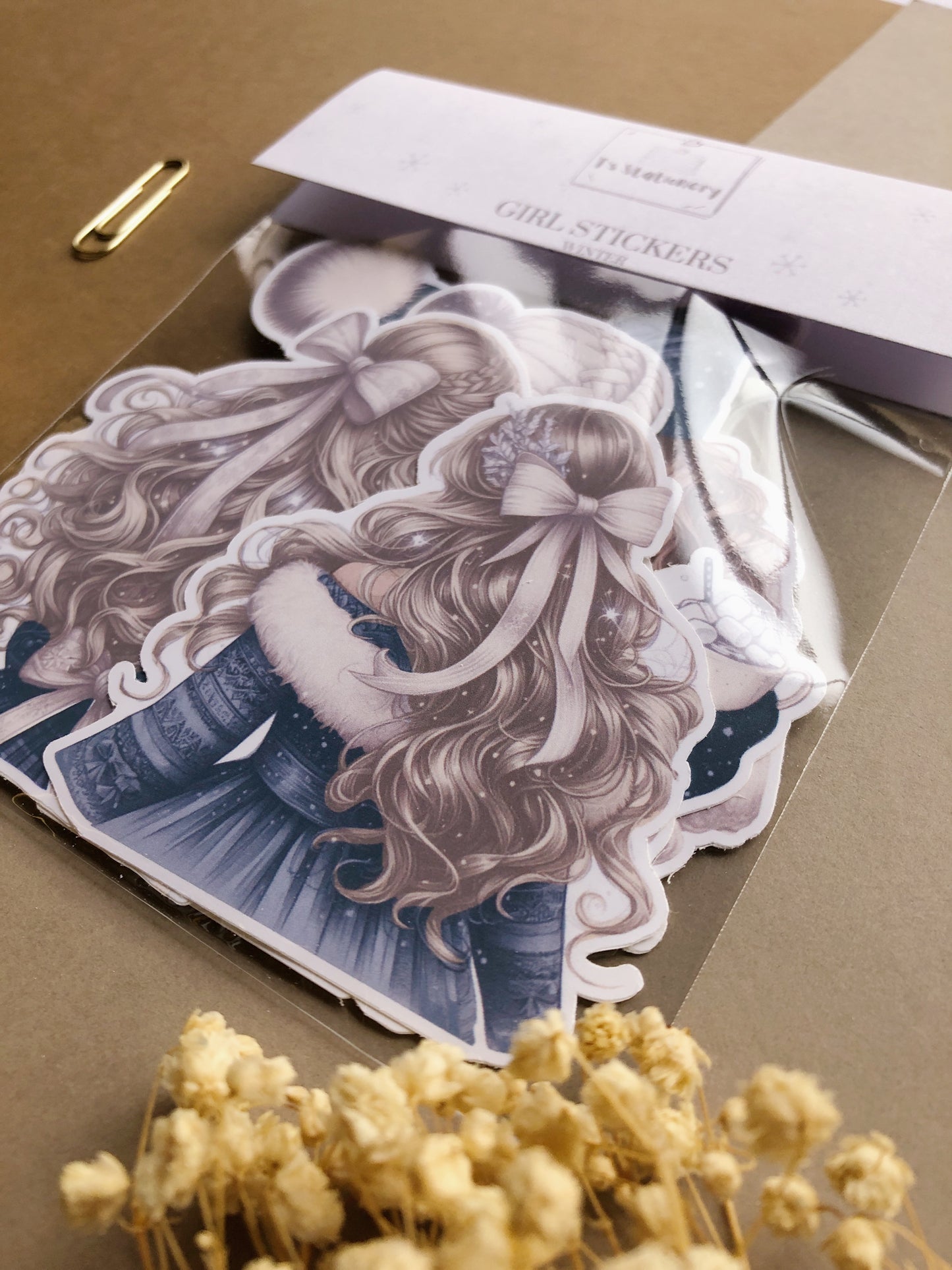 "6Pcs Winter Girls" Die Cut Sticker Pack