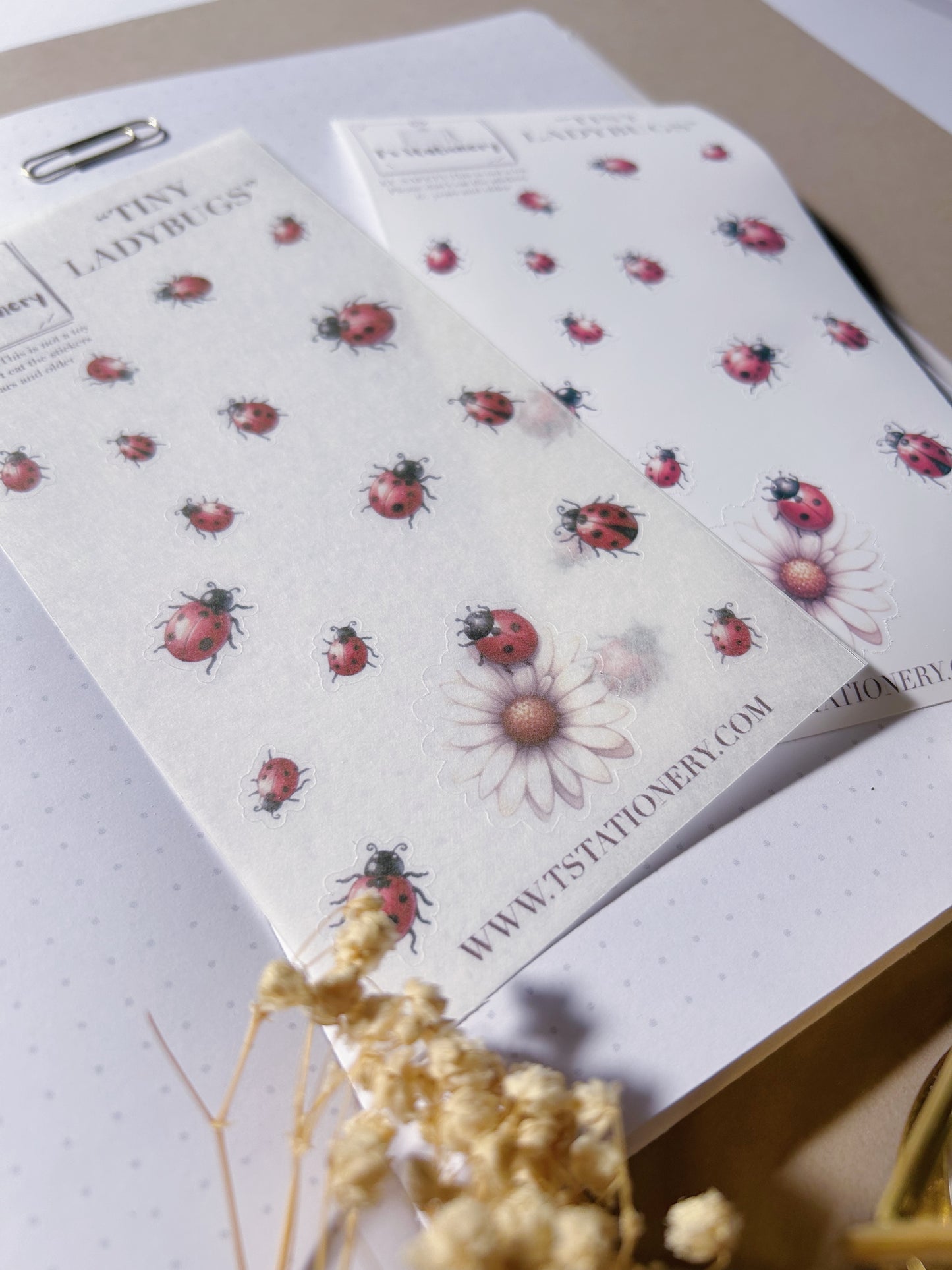 "Tiny Ladybugs"  Sticker Sheet
