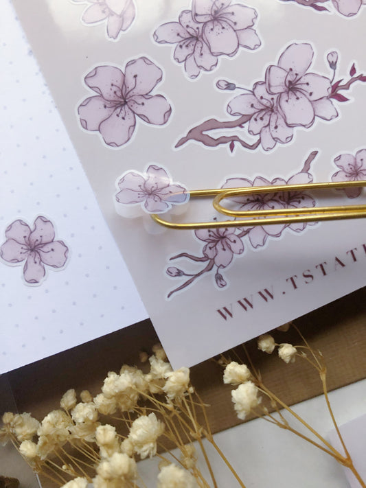 "PET Cherry Blossom Stickers"
