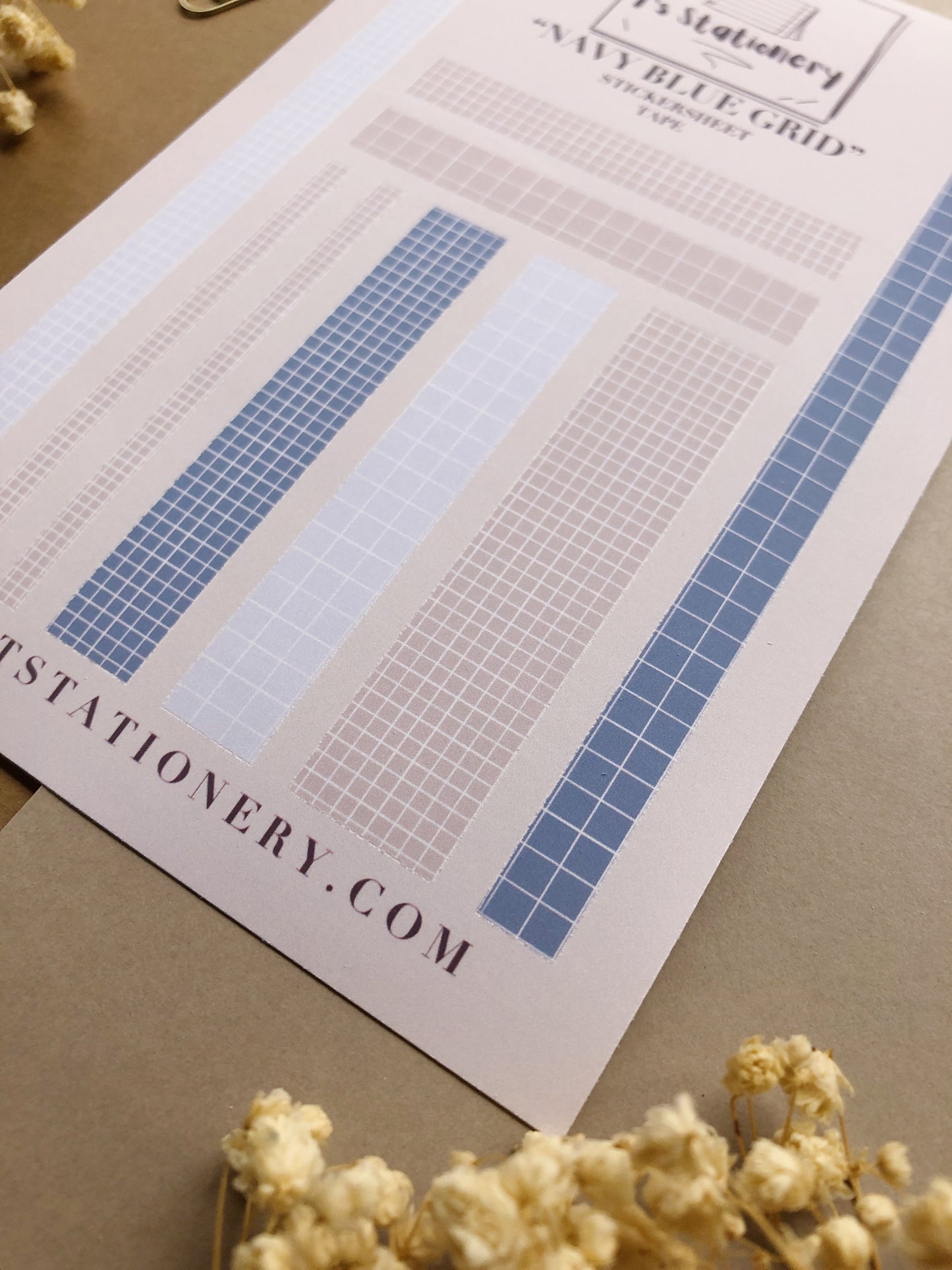 "Navy Blue Gird" Sticker Sheet Tape