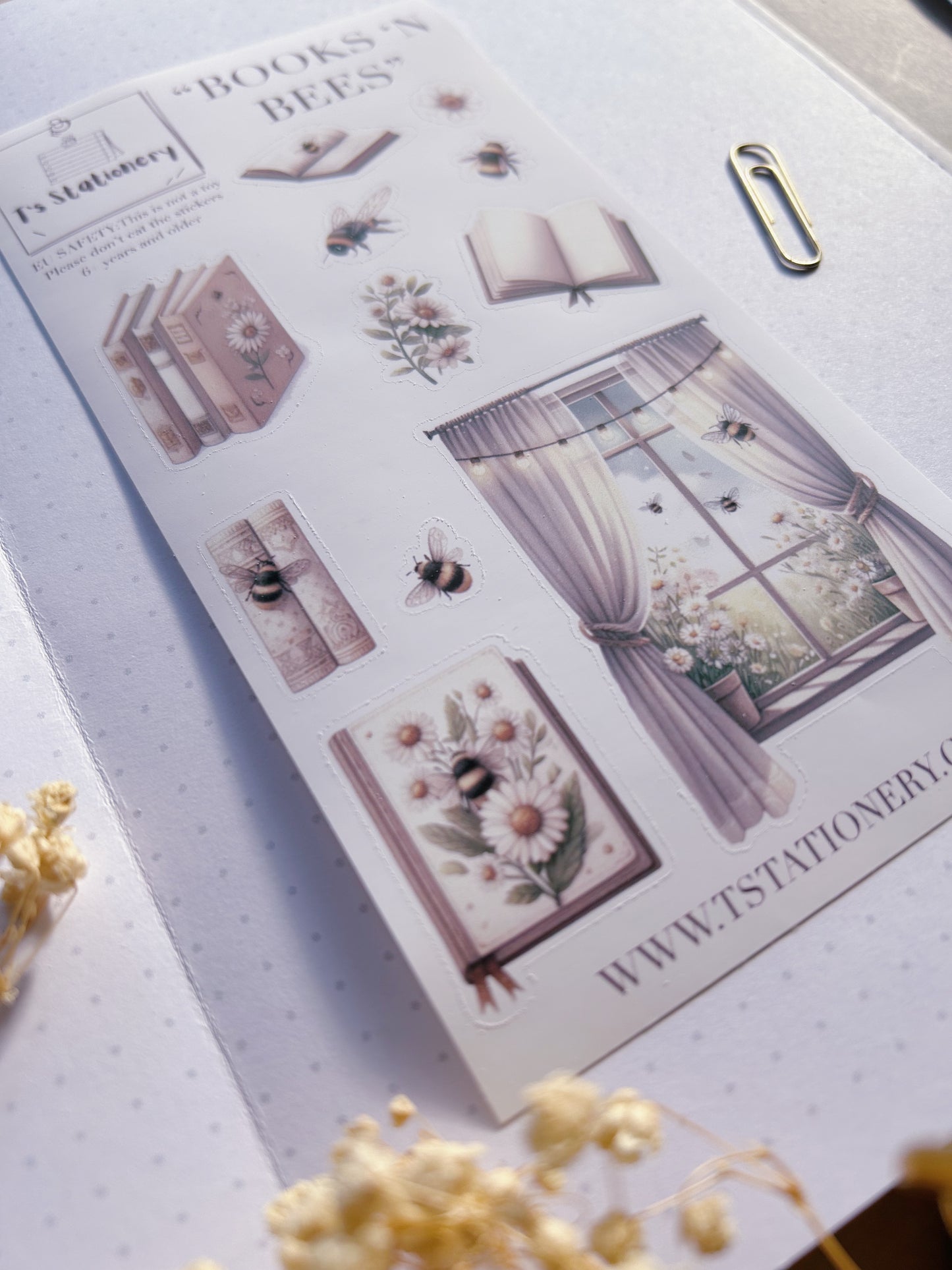 "Books 'n Bees"  Sticker Sheet
