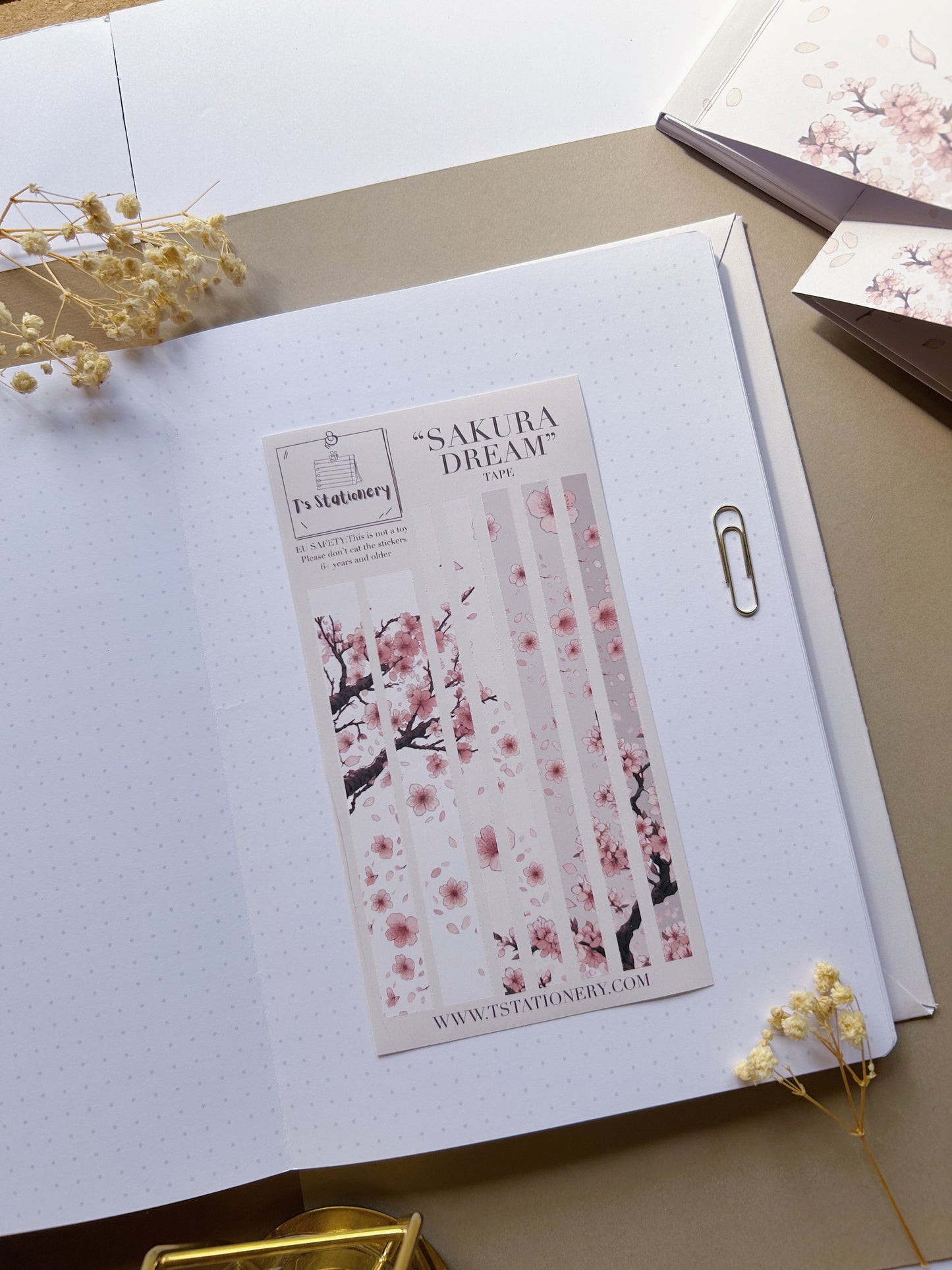 "Sakura Dream Washi Strips"  Sticker Sheet