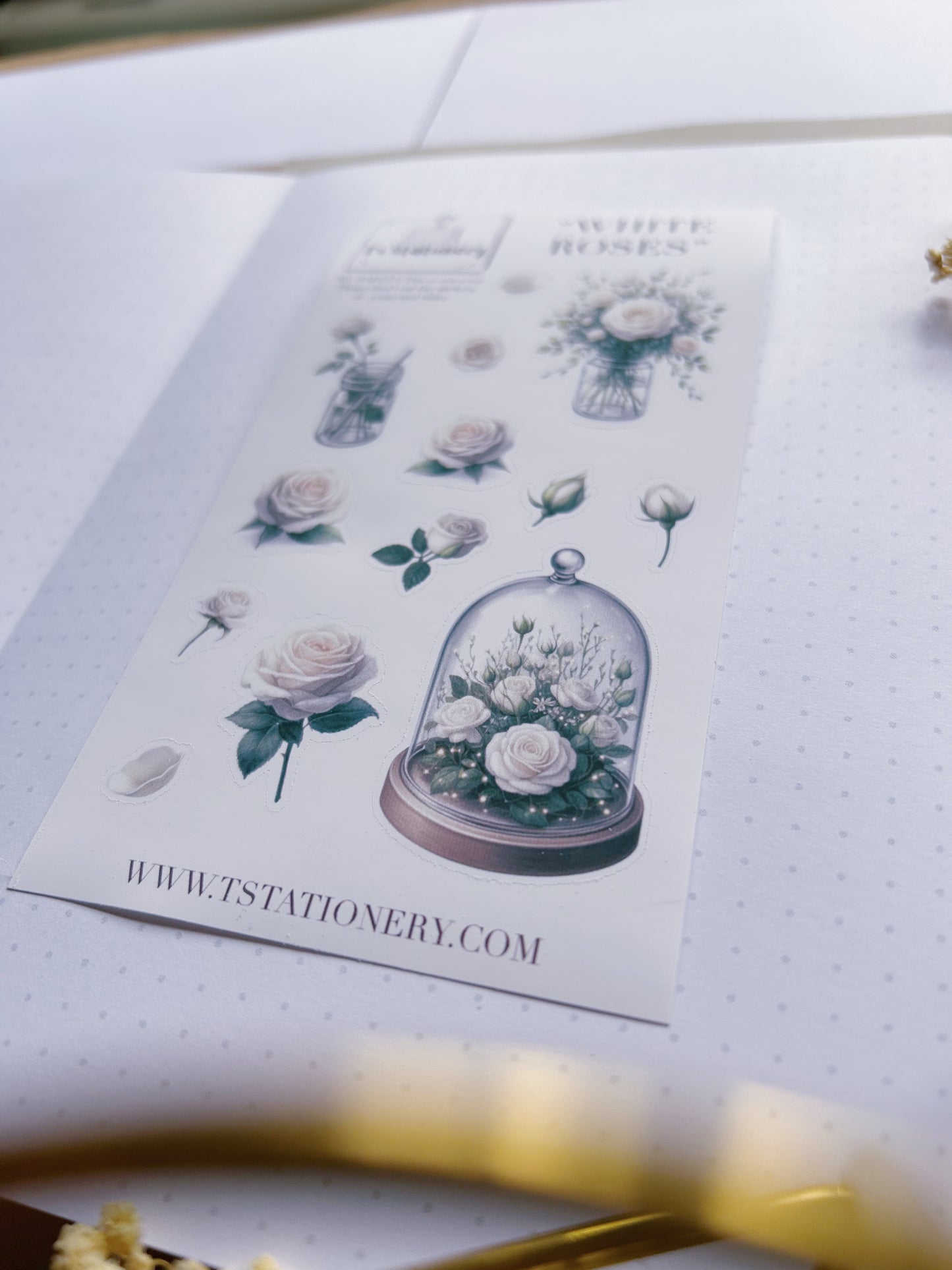"White Roses"  Sticker Sheet