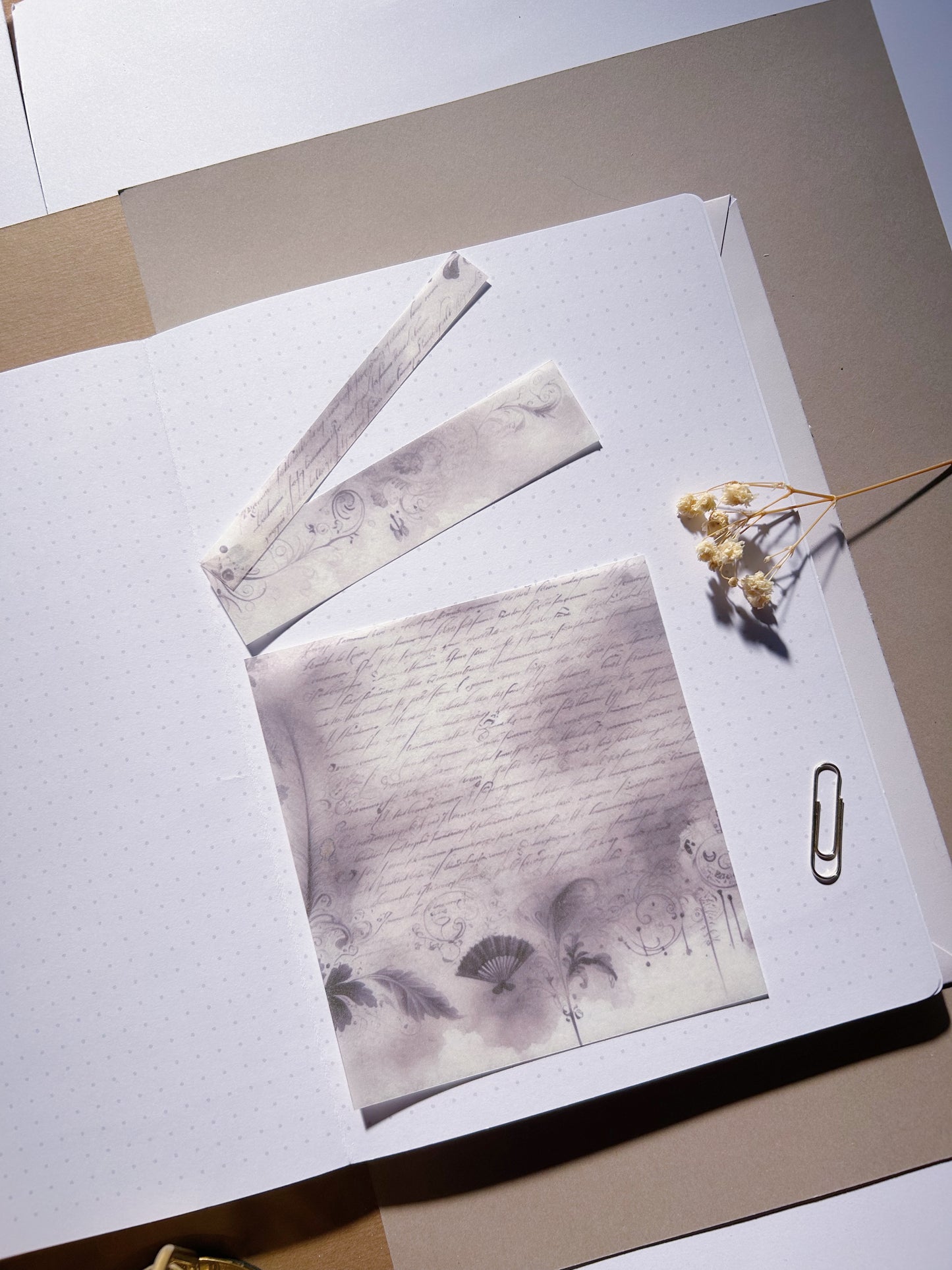 4 Pcs "Calligraphy Parchments"  Washi Sticker Sheet Set