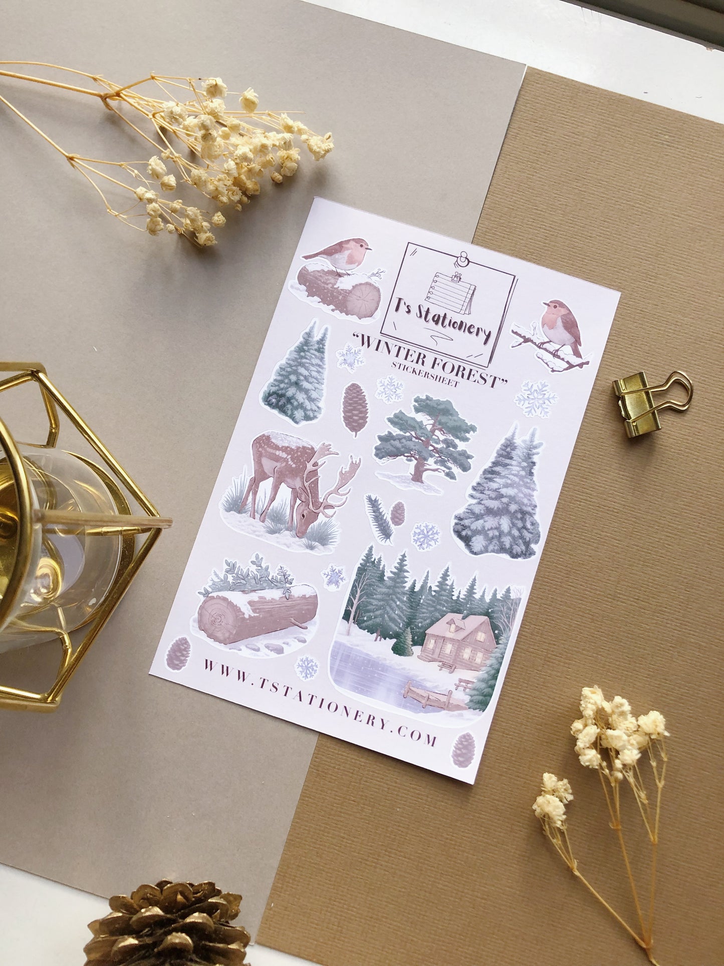 "Winter Forest Sticker Set Of 5"