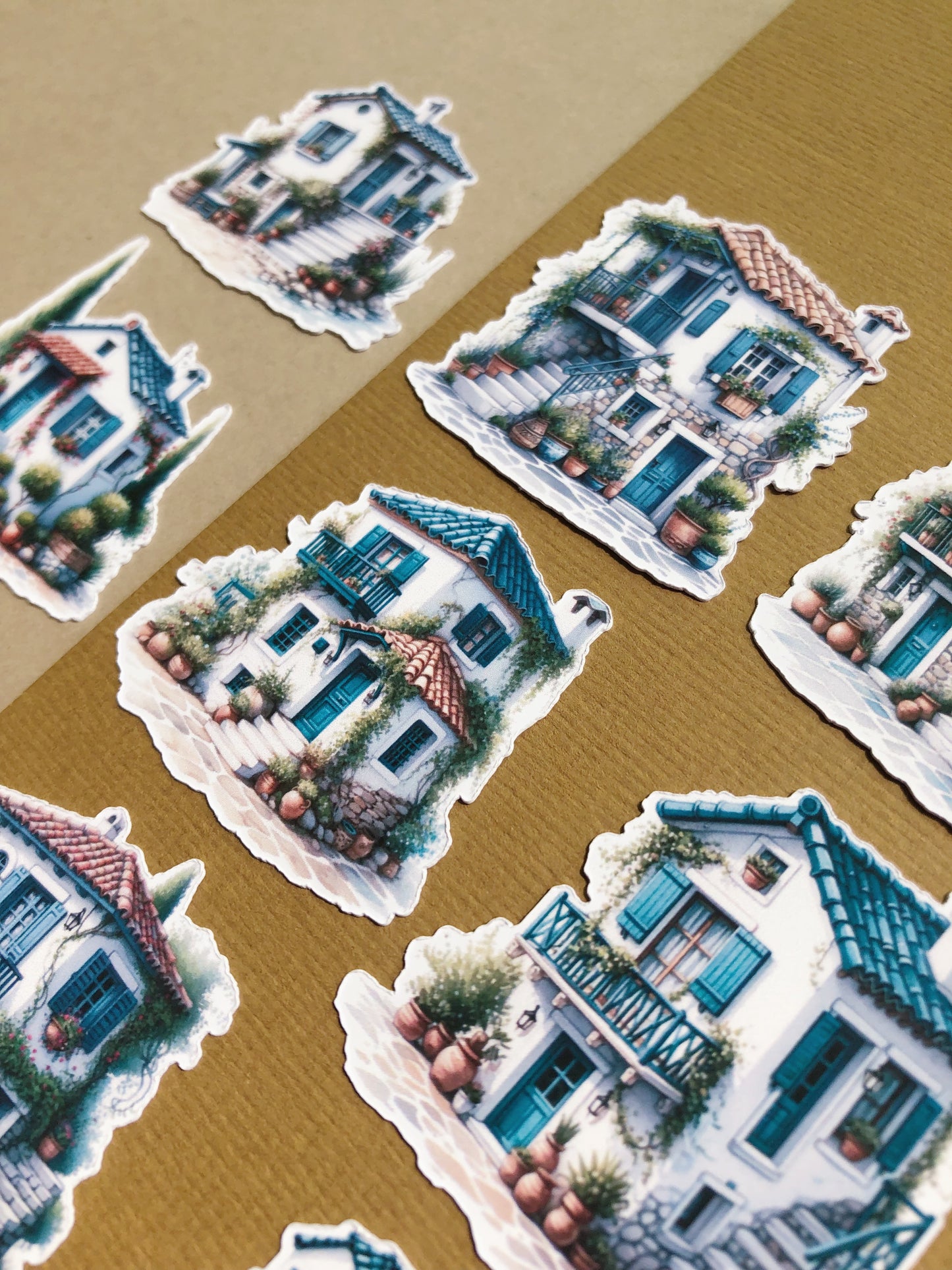 "9Pcs Tiny Greek House Stickers" Sticker Pack