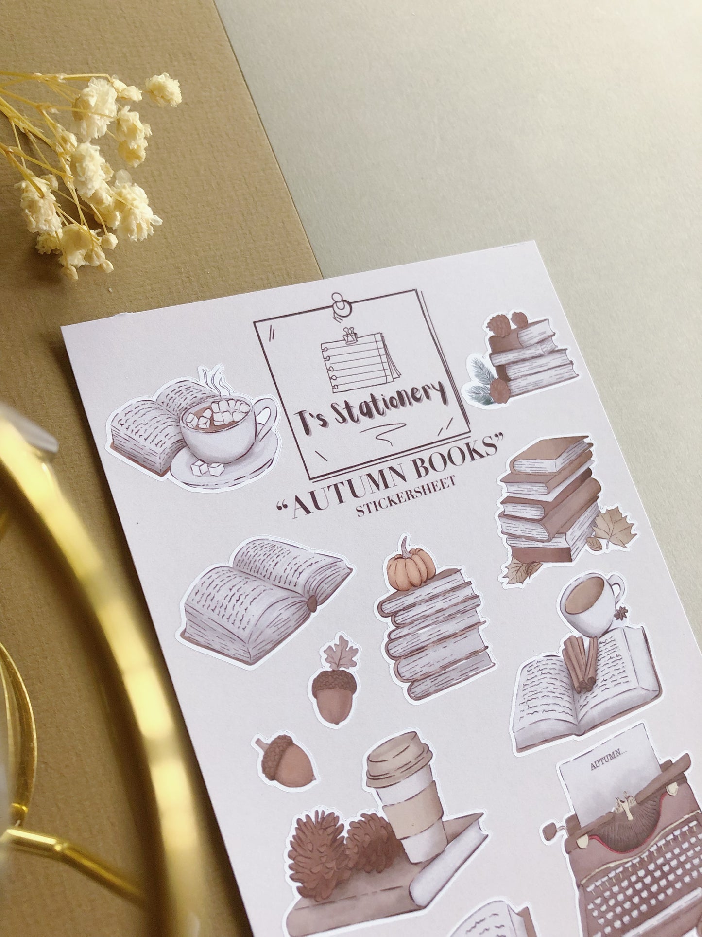 "Autumn Books"  Sticker Sheet