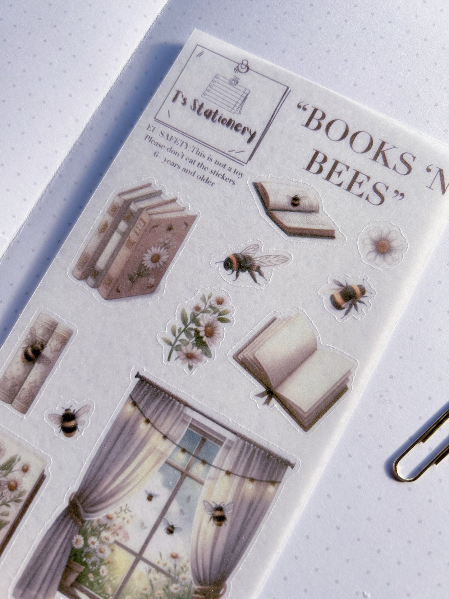 "Books 'n Bees"  Sticker Sheet