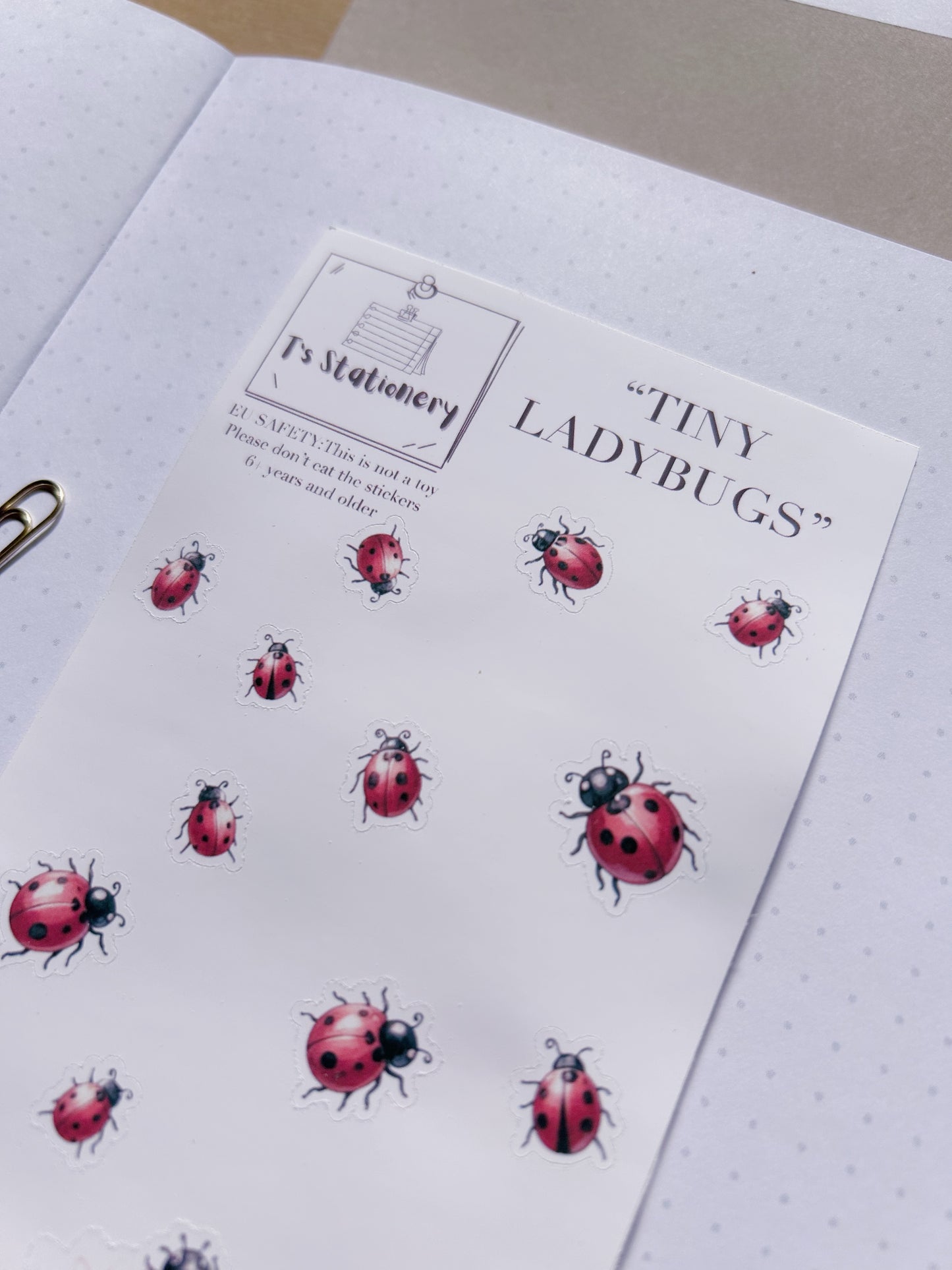 "Tiny Ladybugs"  Sticker Sheet