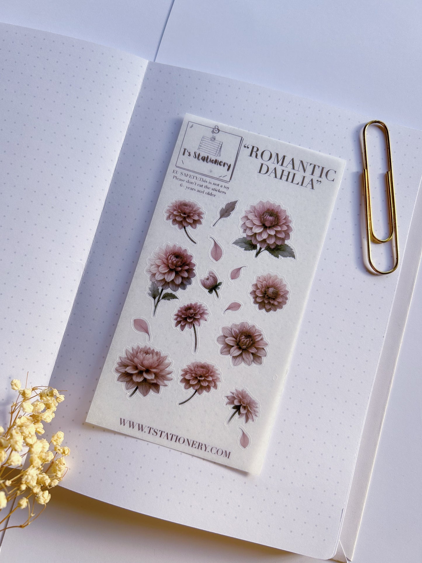 "Romantic Dahlia"  Washi Sticker Sheet