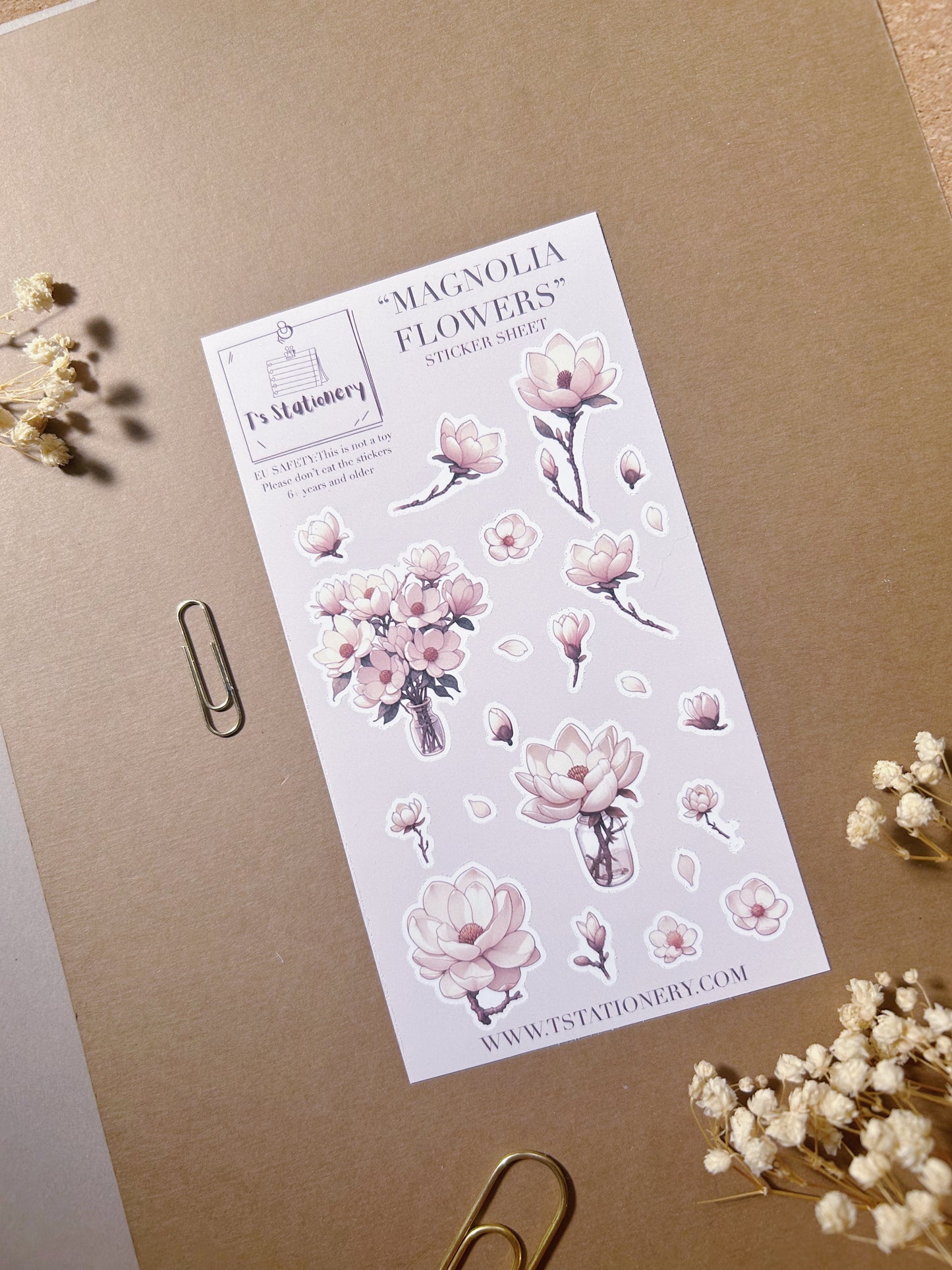 "Magnolia Flowers"  Sticker Sheet