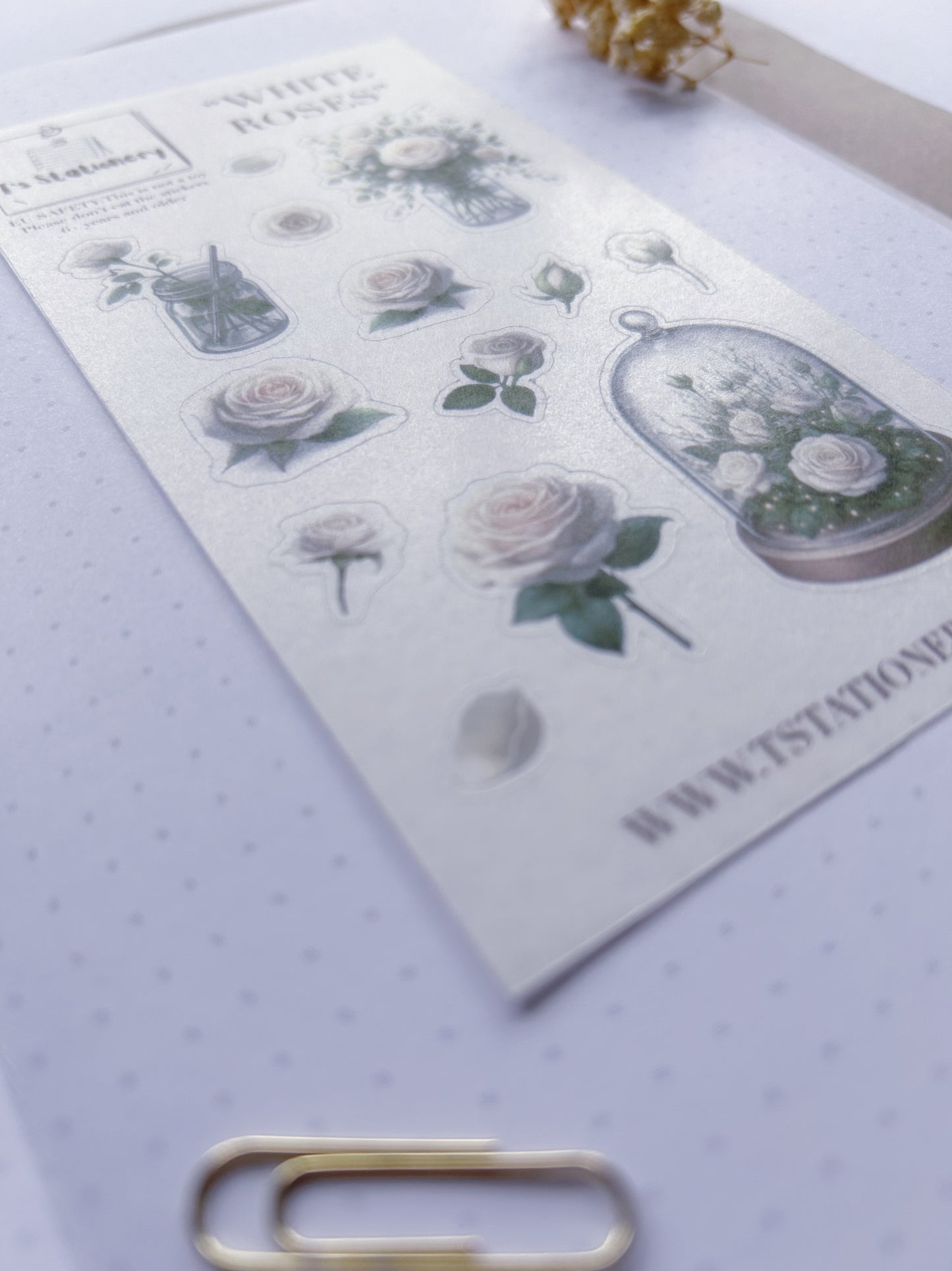 "White Roses"  Sticker Sheet