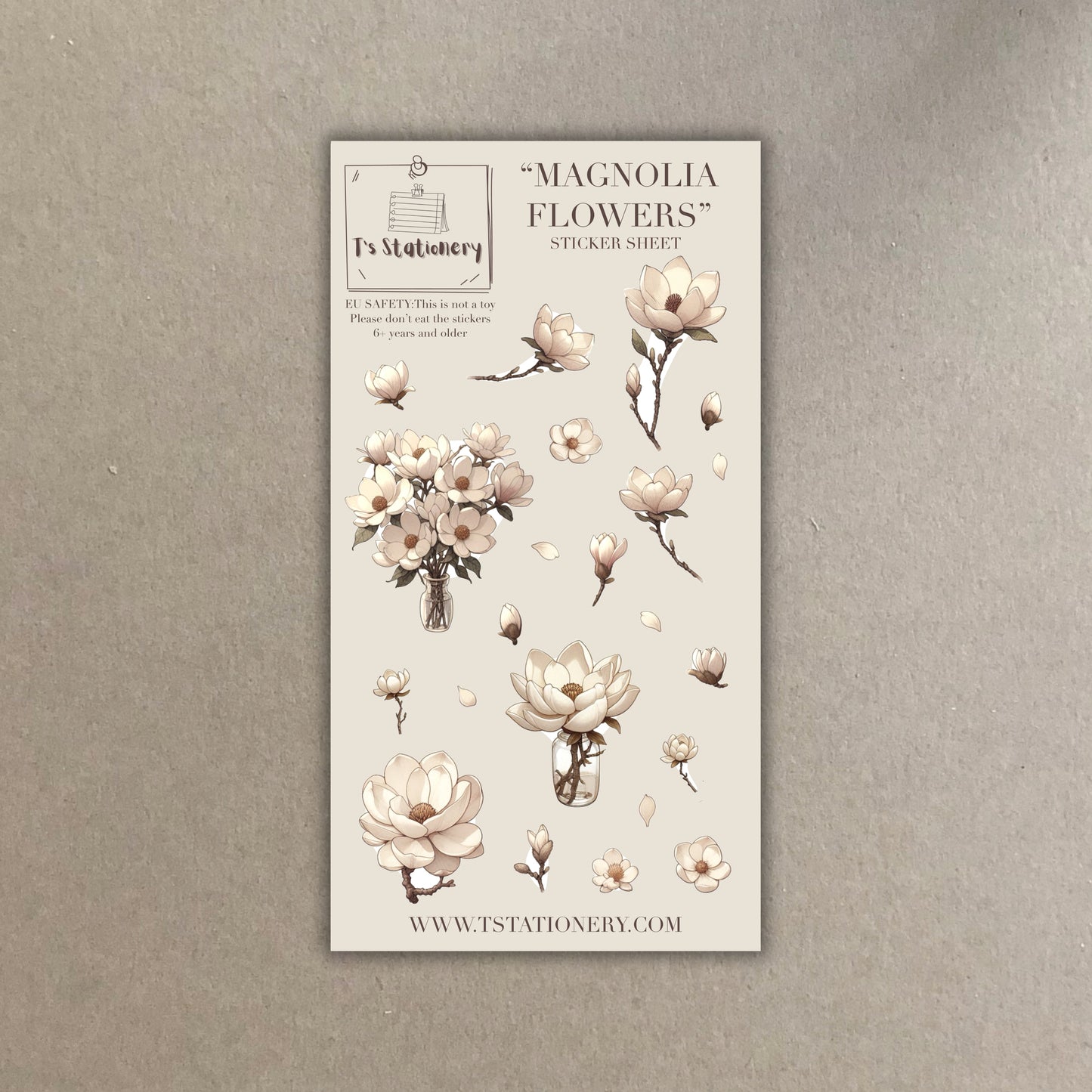 "Magnolia Flowers"  Sticker Sheet