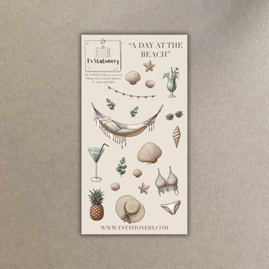 "A Day At The Beach"  Sticker Sheet