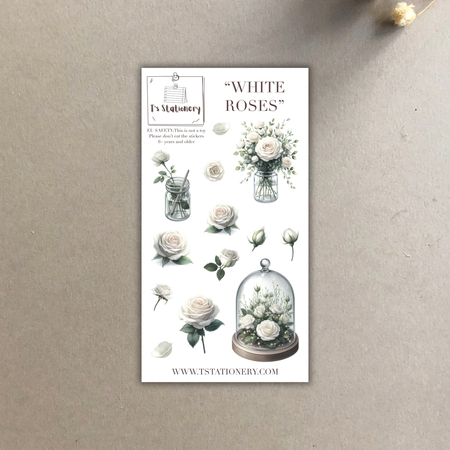 "White Roses"  Sticker Sheet
