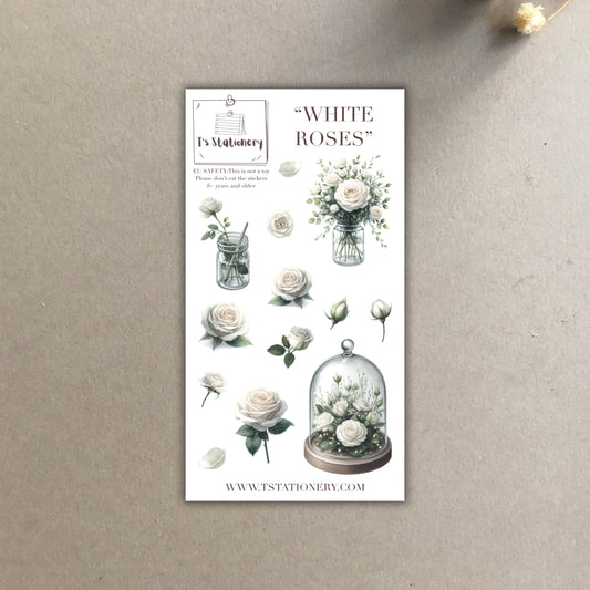"White Roses"  Sticker Sheet