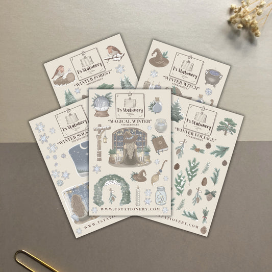 "Winter Forest Sticker Set Of 5"