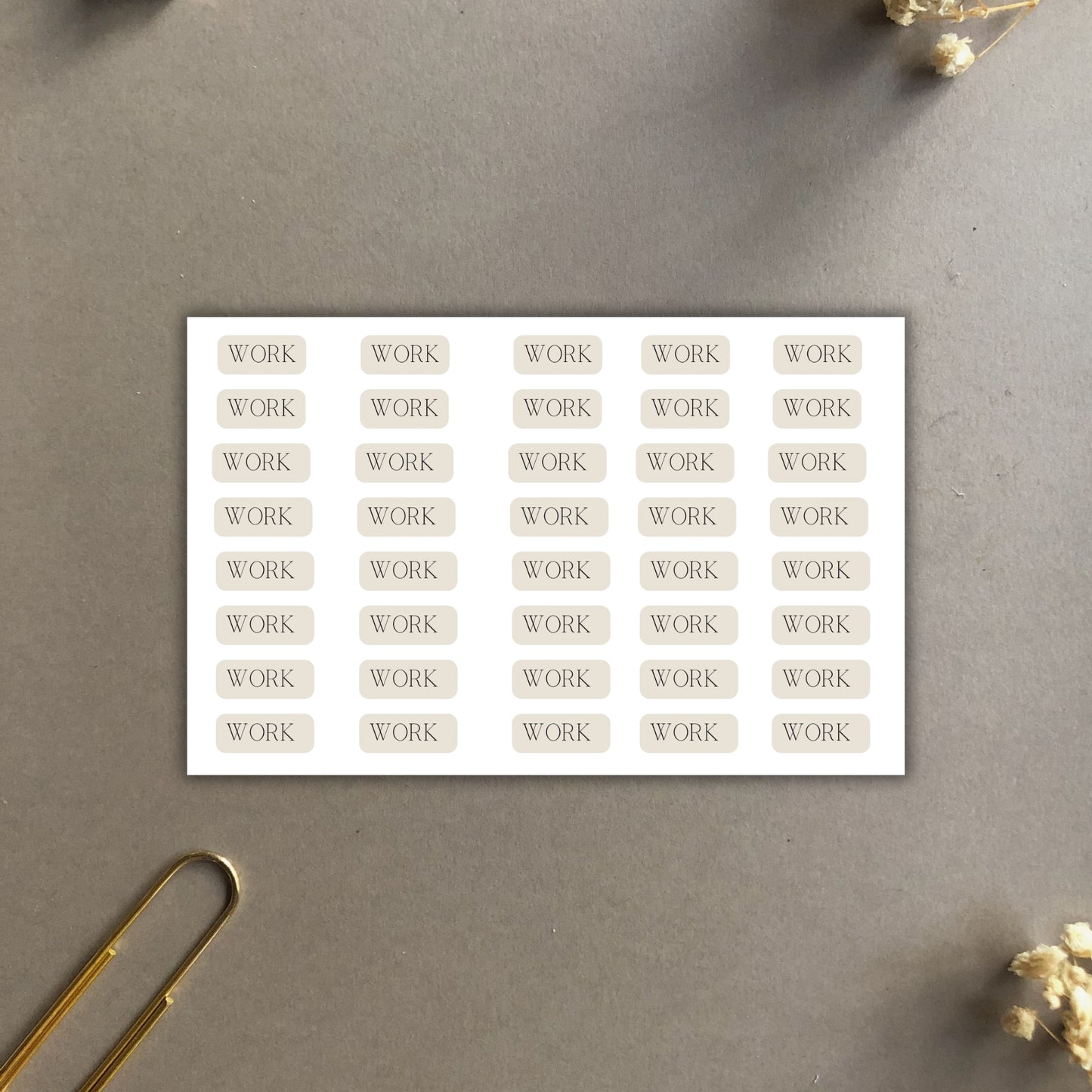 "Work" - Basic Essentials Sticker Sheet