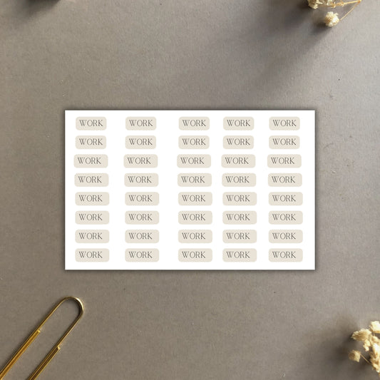 "Work" - Basic Essentials  Sticker Sheet