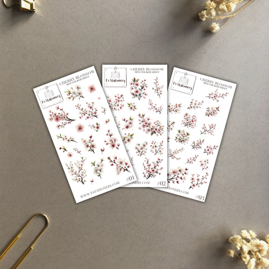 "Cherry Blossom" Sticker Sheet Set Of 3