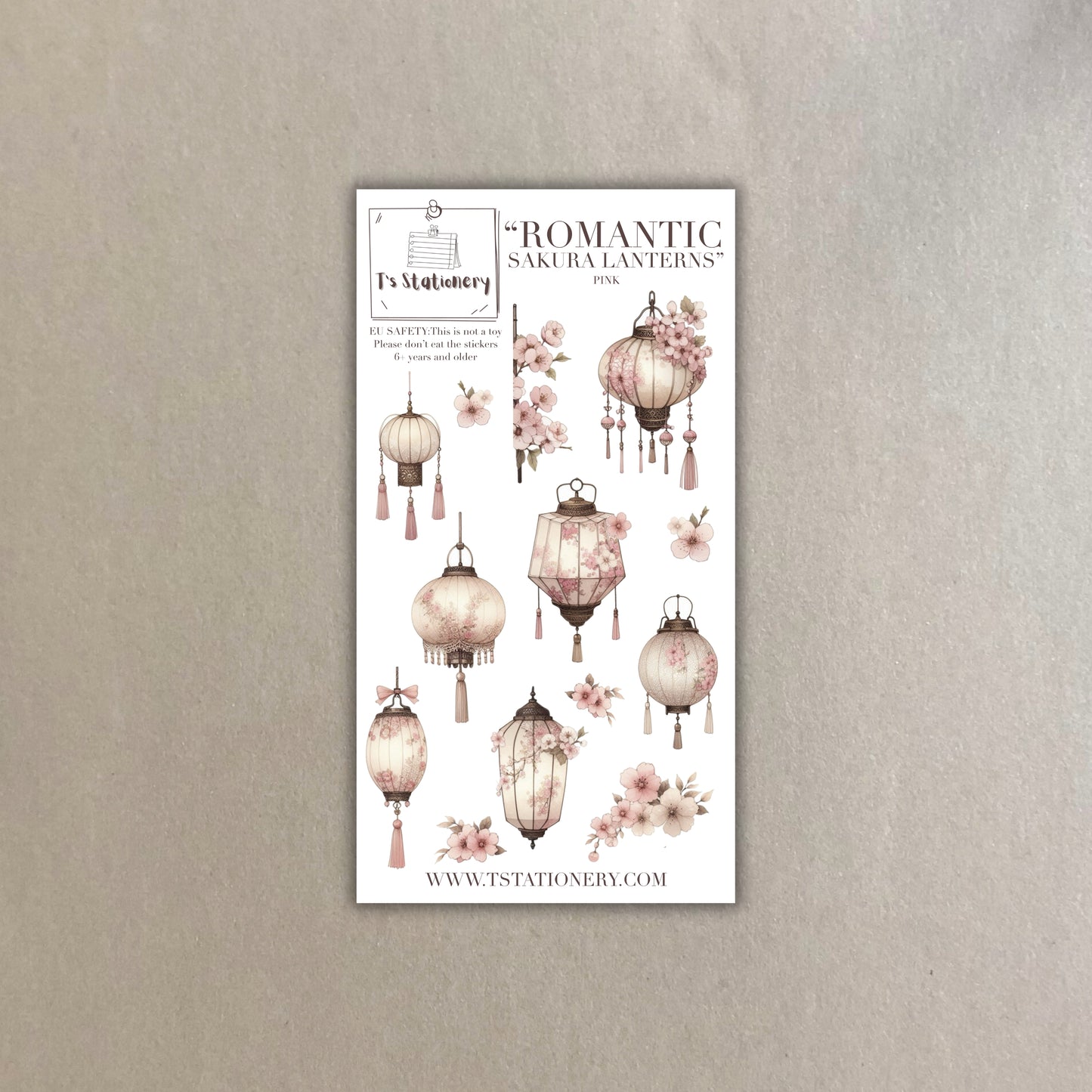"Sakura Lanterns"  Washi Sticker Sheet