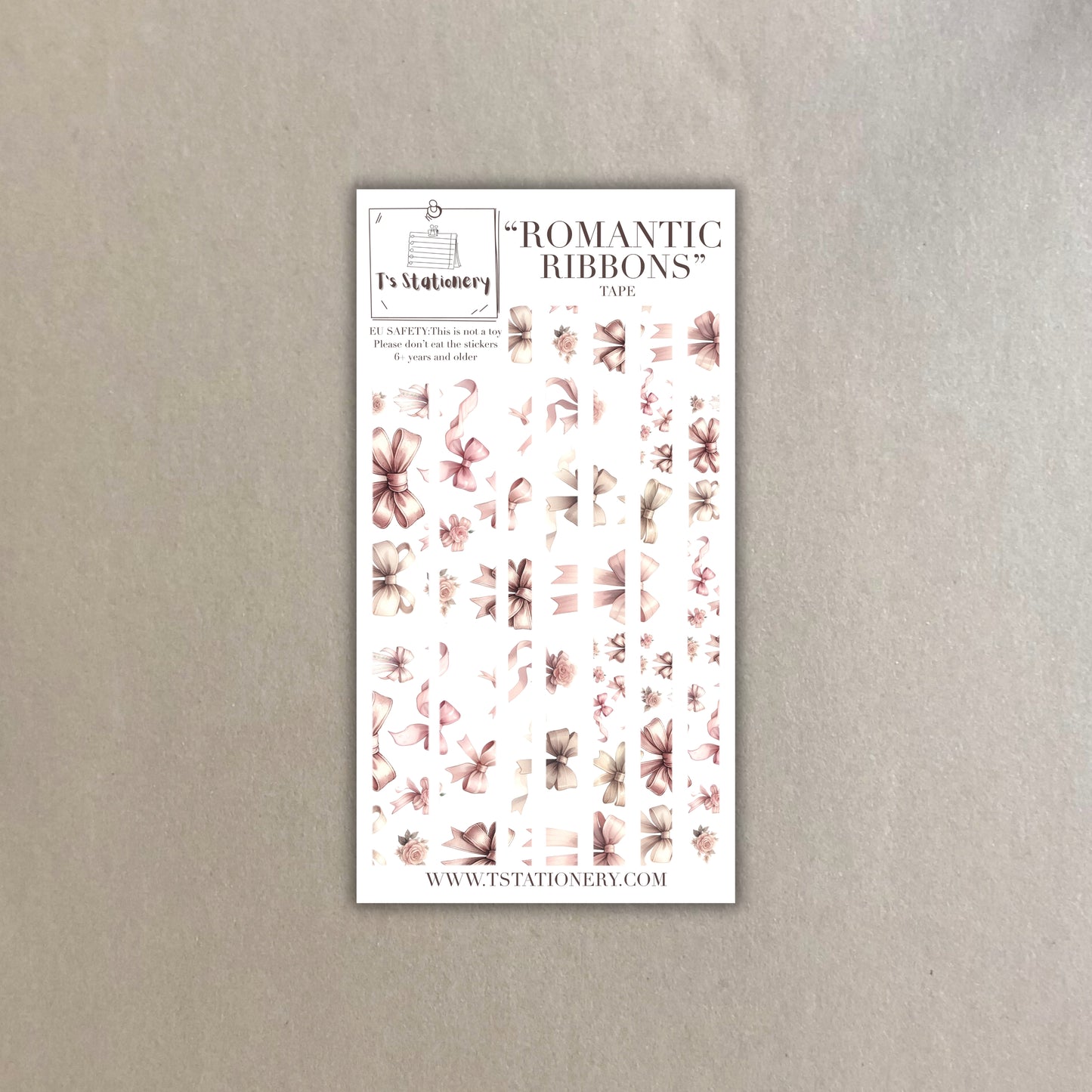 "Romantic Ribbons"  Washi Sticker Strips Sheet