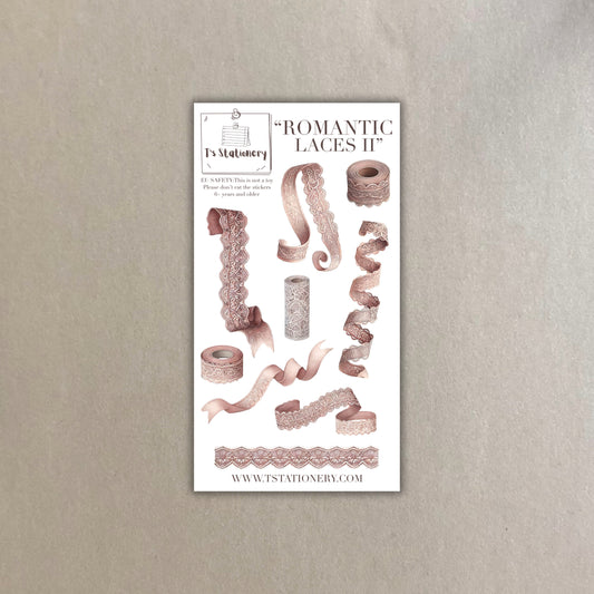 "Romantic Laces II"  Washi Sticker Sheet W Rose Gold Foil