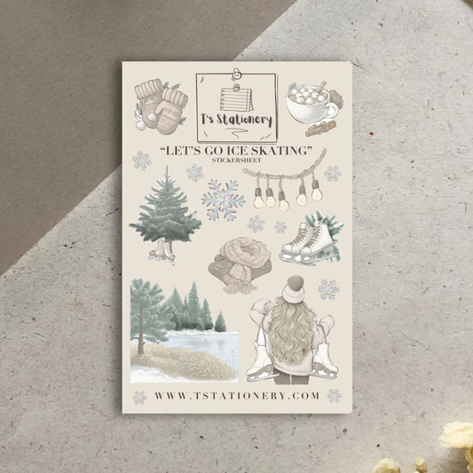 "Let's Go Ice Skating"  Sticker Sheet