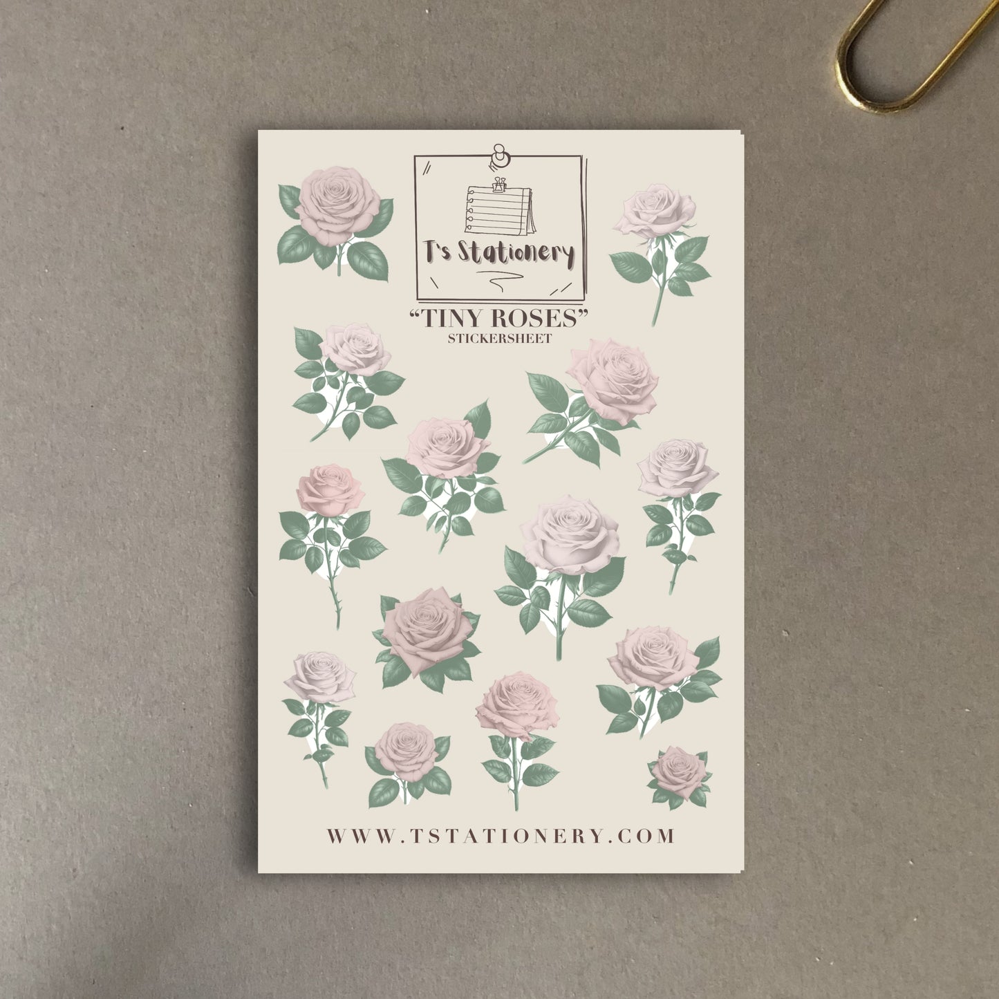 "Tiny Pink Roses" Sticker Sheet