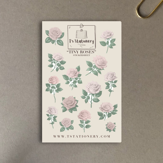 "Tiny Pink Roses" Sticker Sheet