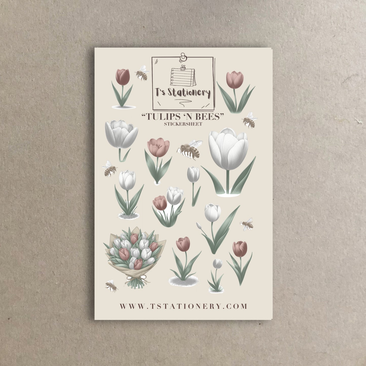 "Tulips 'n Bees" Sticker Sheet