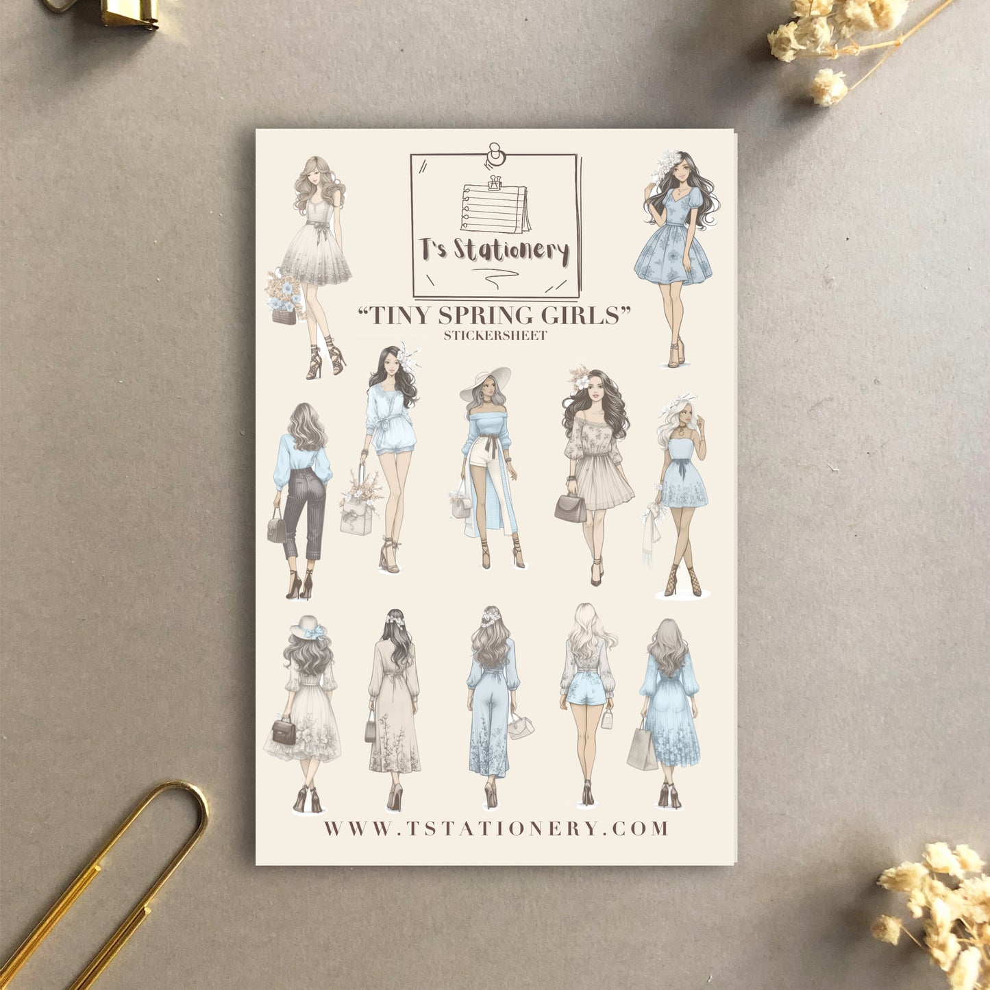 "Tiny Spring Girls" Sticker Sheet