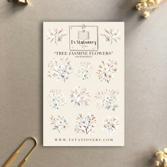 "Tree Jasmine (Cork Tree) Flower" Sticker Sheet