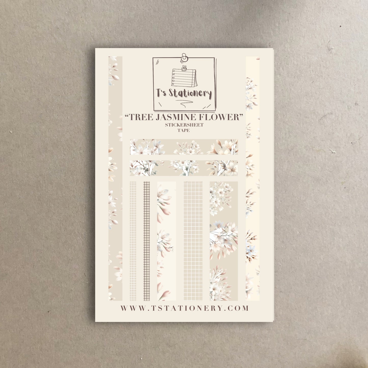 "Tree Jasmine Flower" Sticker Sheet Tape