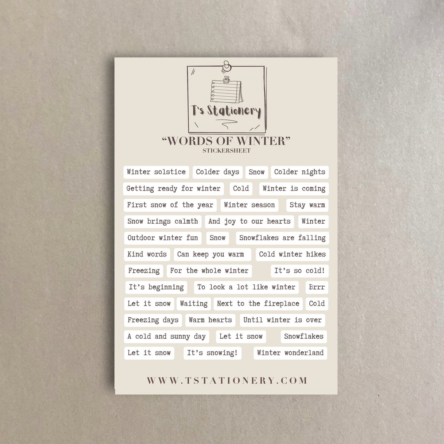 "Words Of Winter" Sticker Sheet