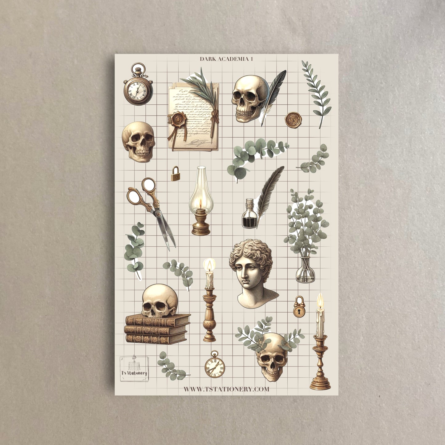 "Dark Academia 1"  Sticker Sheet