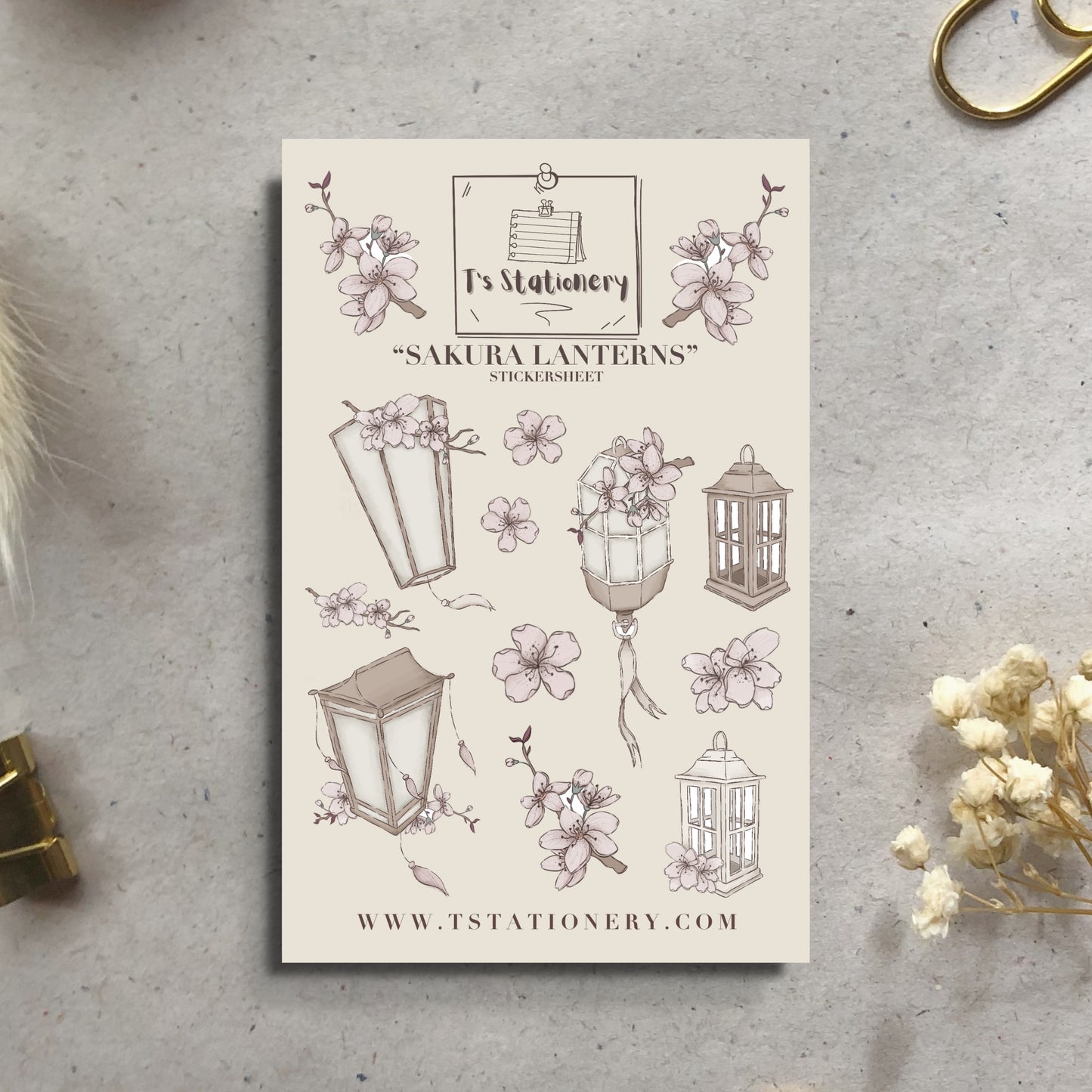 "Sakura Lanterns"  Sticker Sheet