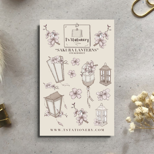 "Sakura Lanterns"  Sticker Sheet