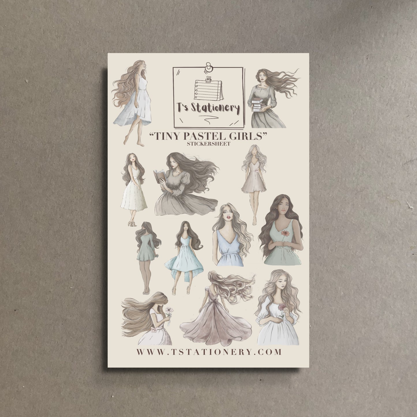 "Tiny Pastel Girls"  Sticker Sheet