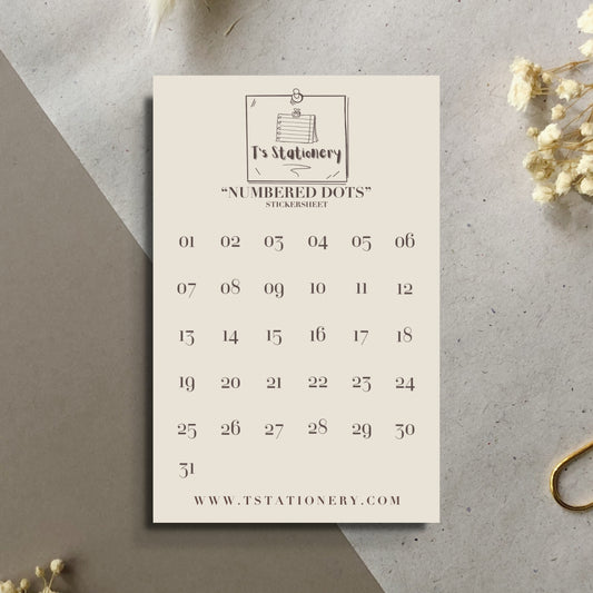 "Numbered Dots"  Sticker Sheet