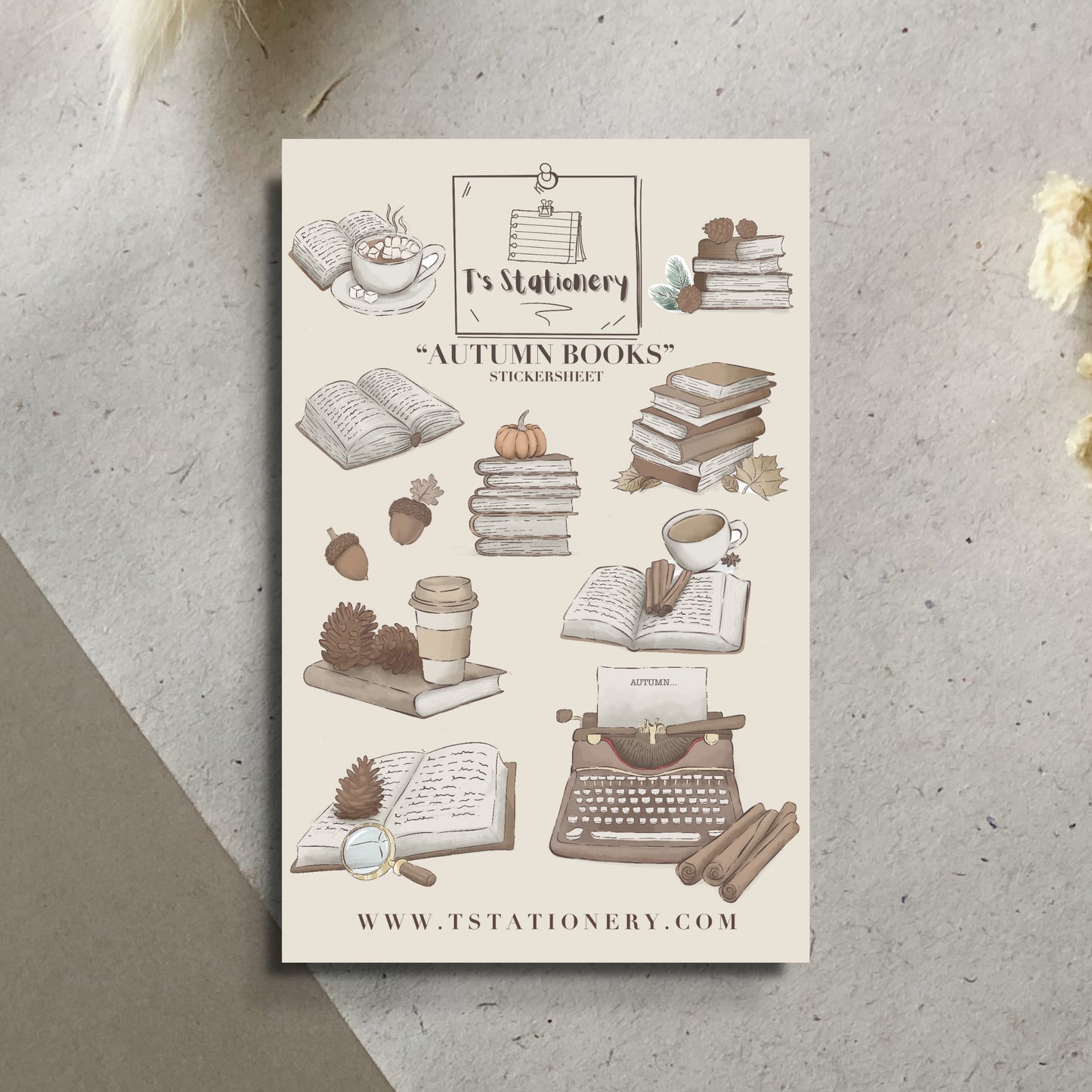 "Autumn Books"  Sticker Sheet