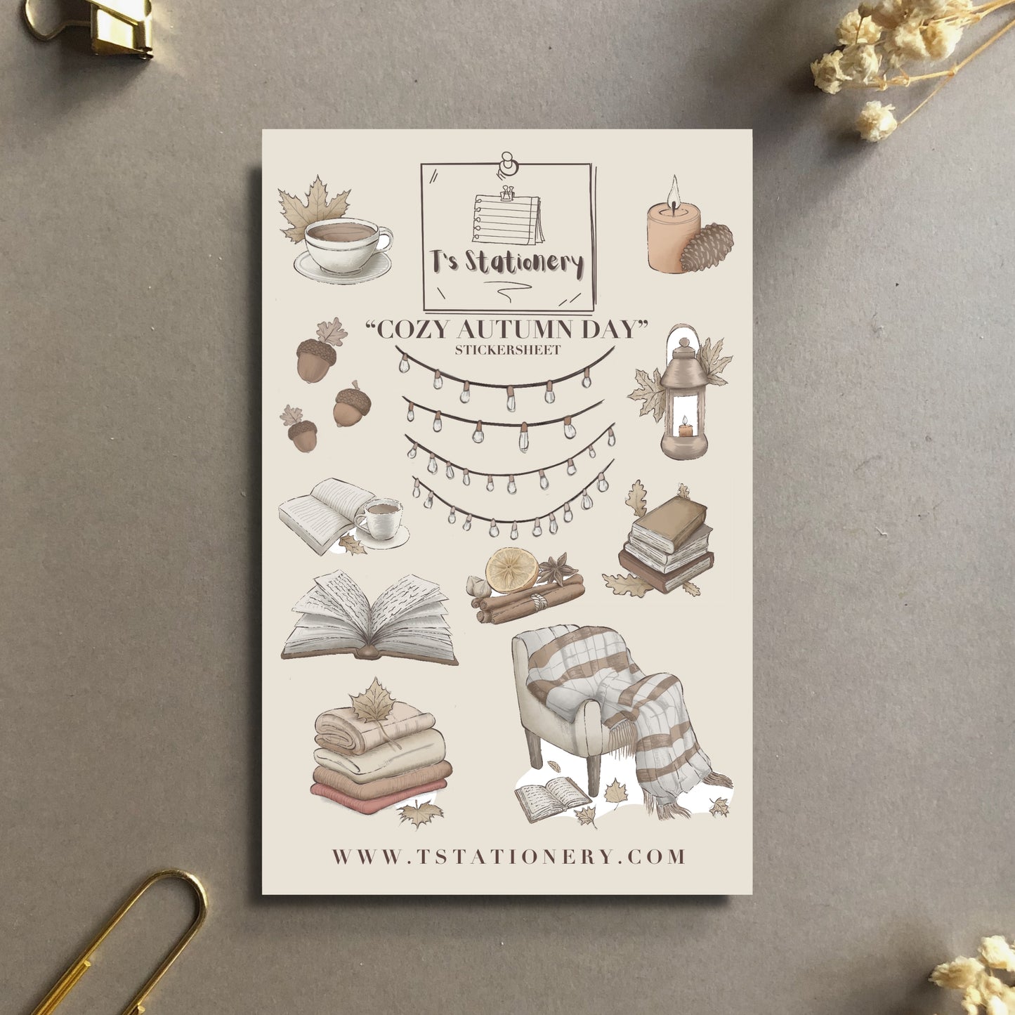 "Cozy Autumn Day"  Sticker Sheet