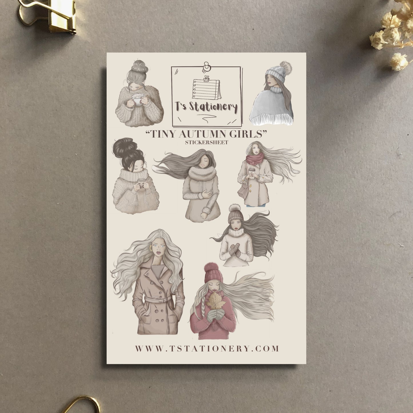 "Tiny Fall Girls"  Sticker Sheet