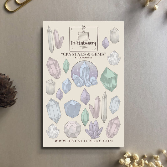 "Crystals & Gems"  Sticker Sheet