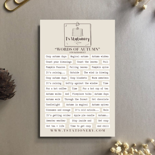 "Words Of Autumn"  Sticker Sheet