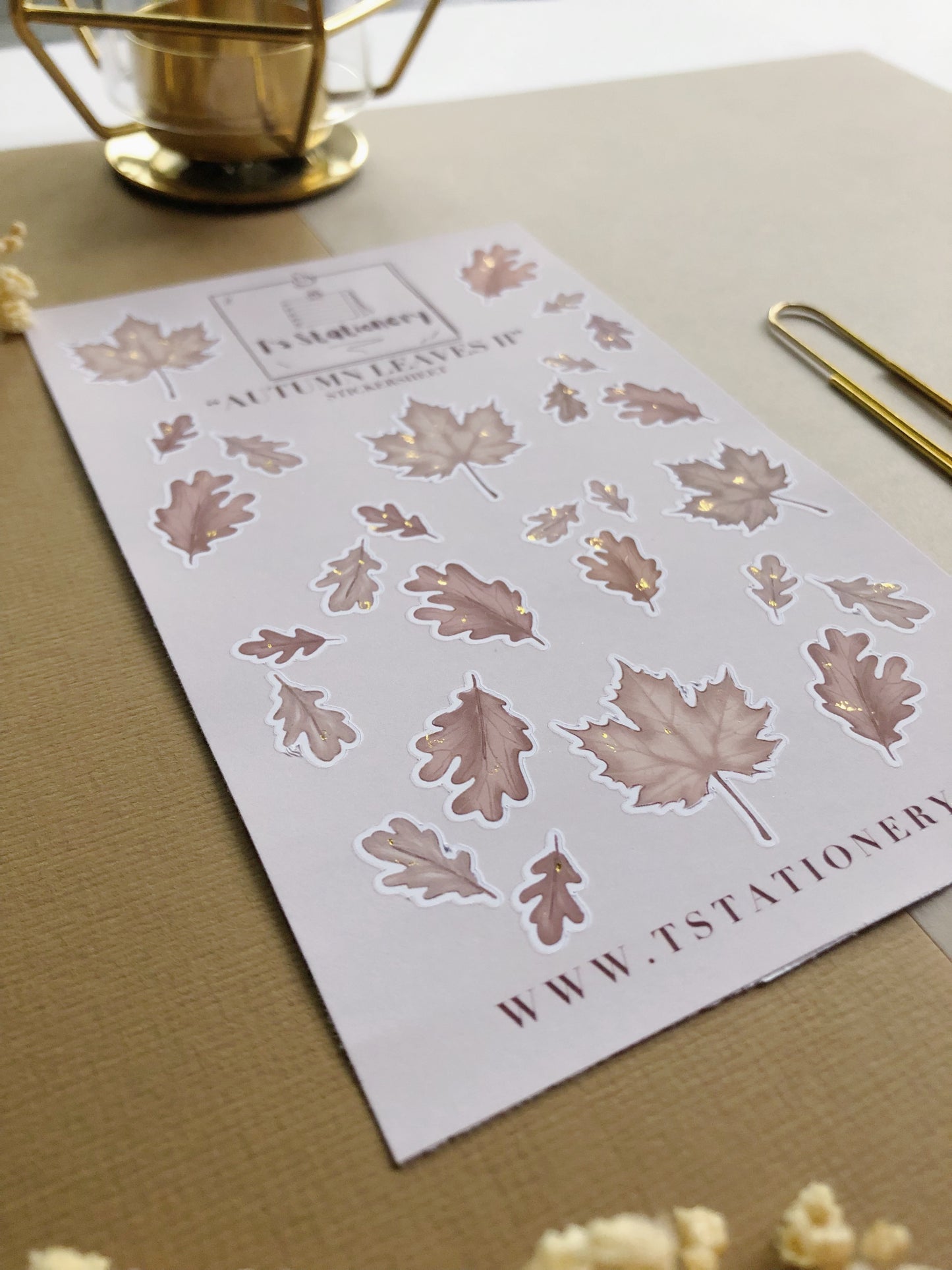 "Autumn Leaves II" Sticker Sheet (Gold Foil)