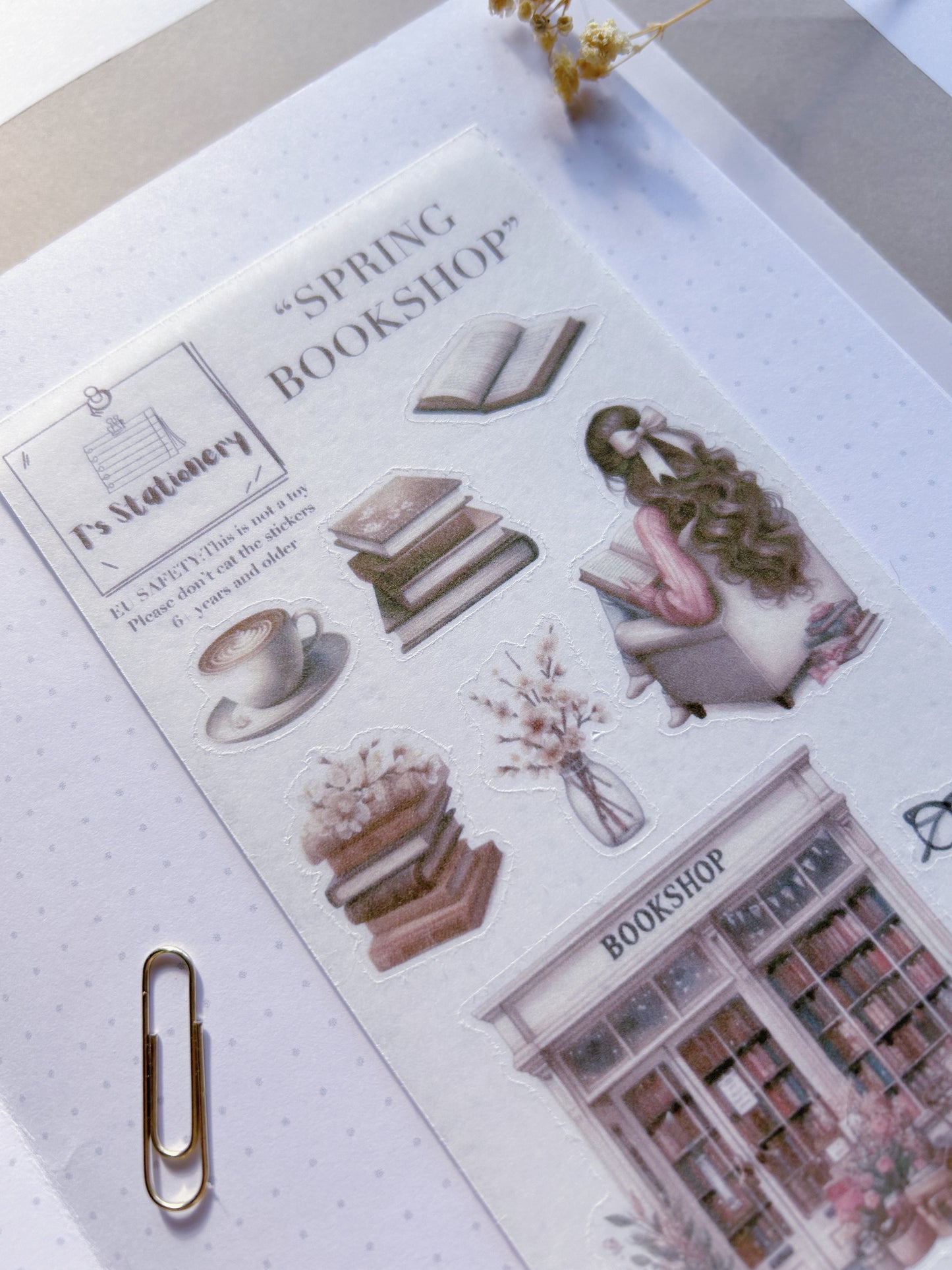 "Spring Bookshop"  Sticker Sheet