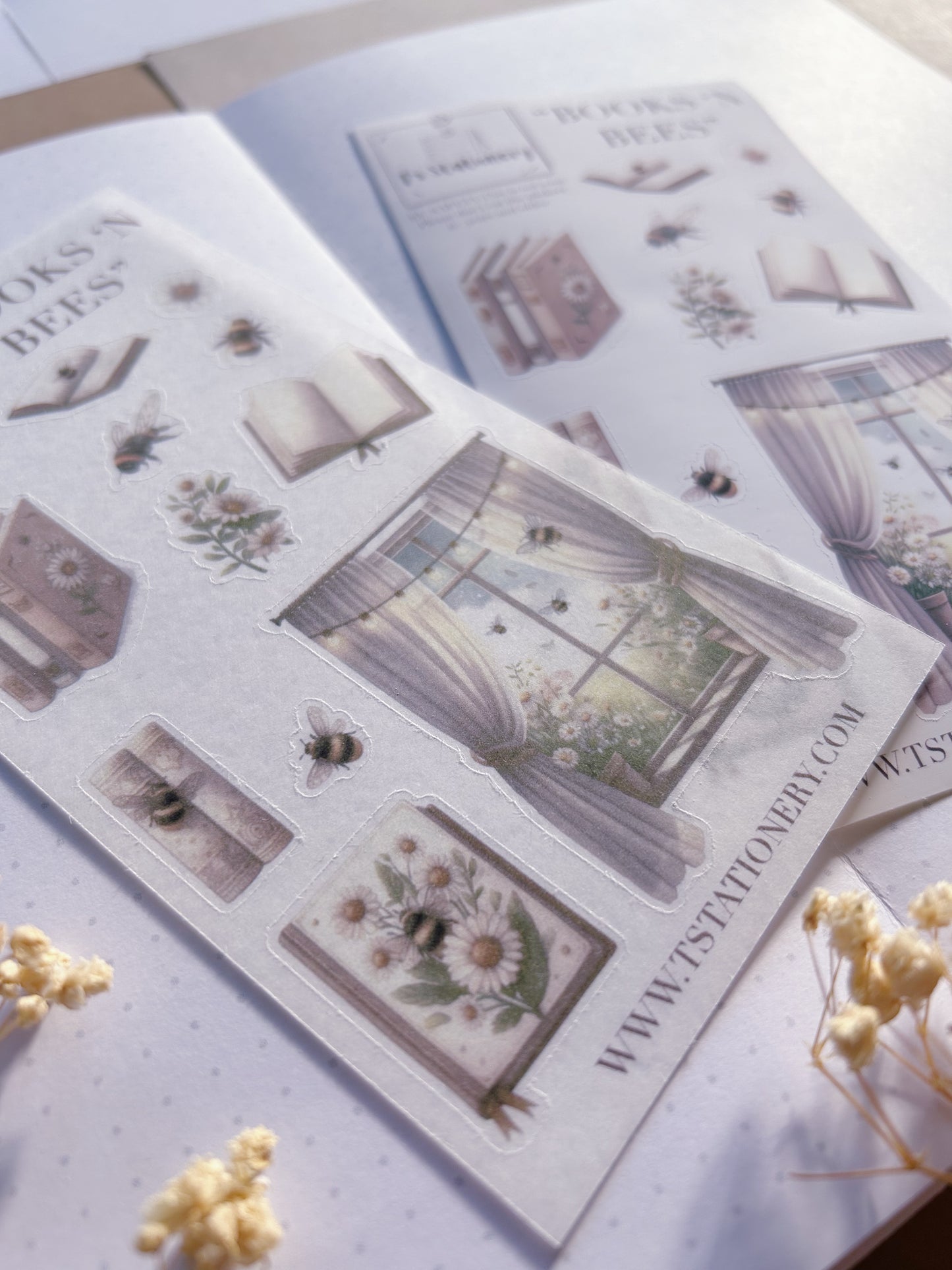 "Books 'n Bees"  Sticker Sheet