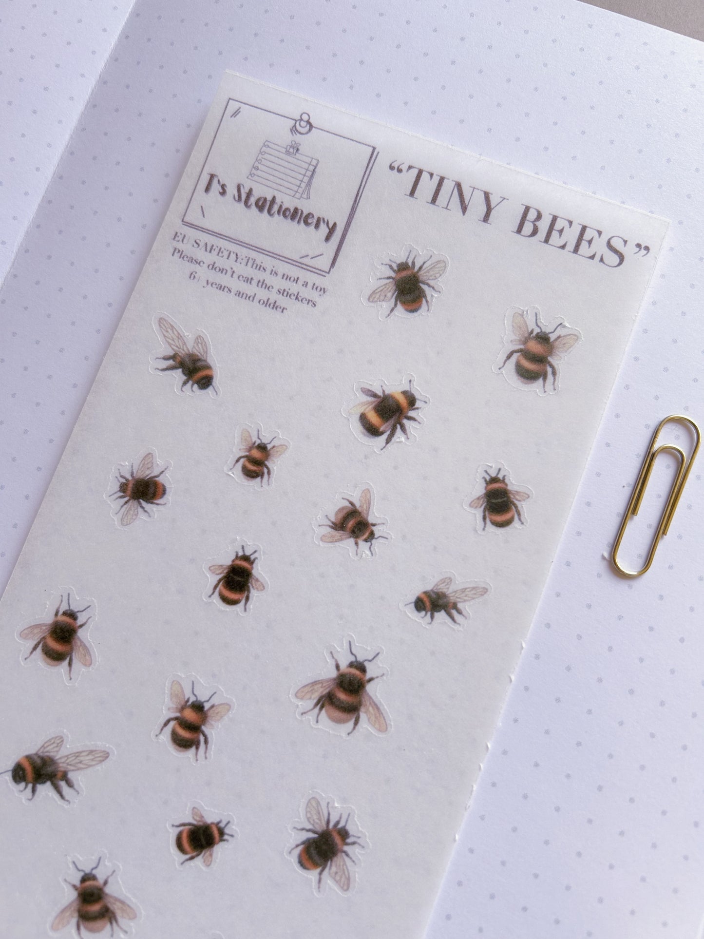 "Tiny Bees"  Sticker Sheet