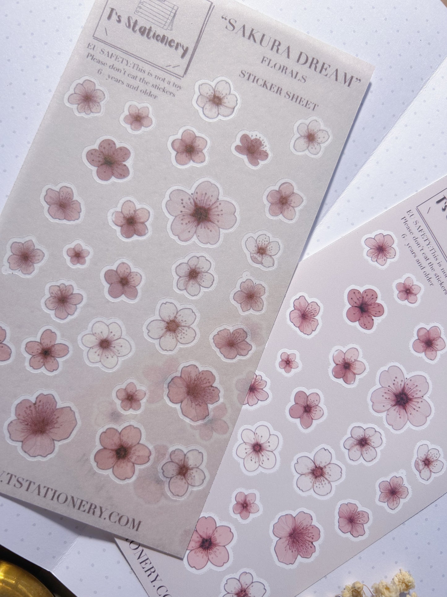 "Sakura Dream Florals"  Sticker Sheet